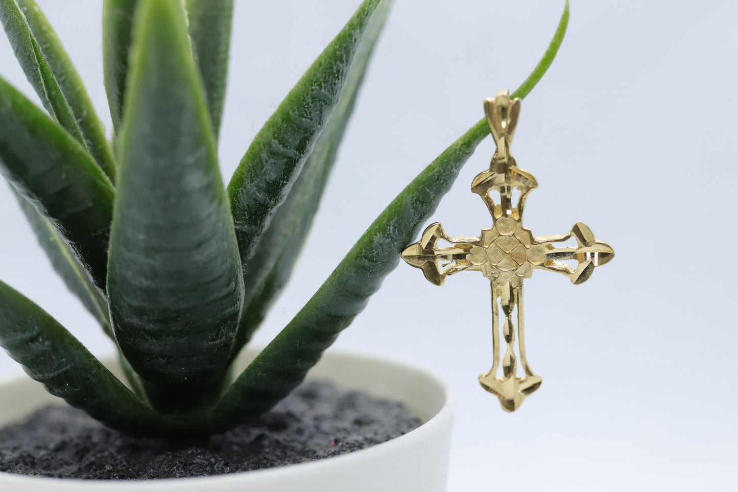 14k Gold Cross Crucifix . 14k engraved cross