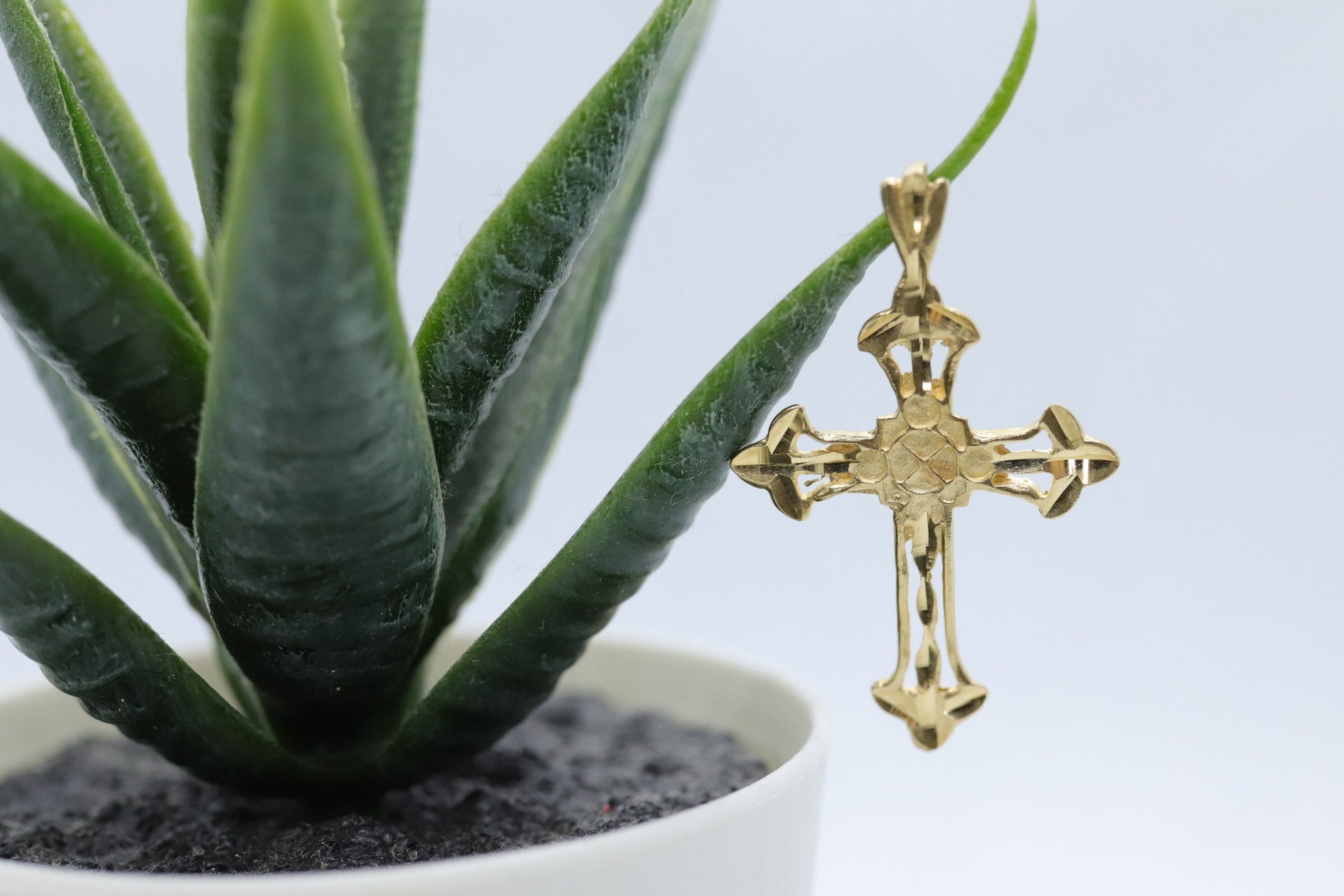 14k Gold Cross Crucifix . 14k engraved cross