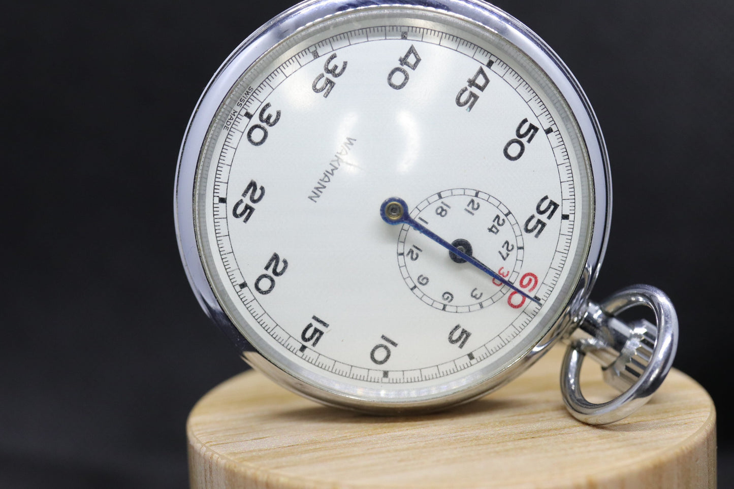 WAKMANN Manual Timer. Vintage Pocket Watch Timer Silver tone