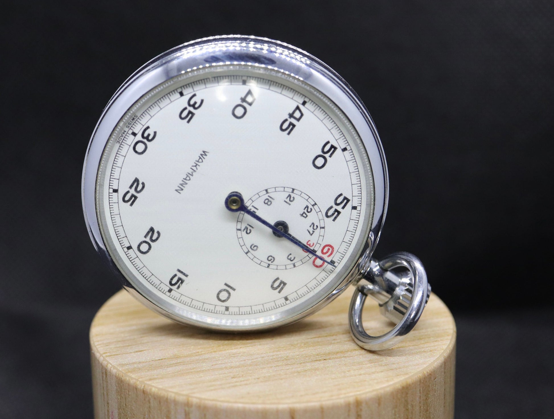 WAKMANN Manual Timer. Vintage Pocket Watch Timer Silver tone