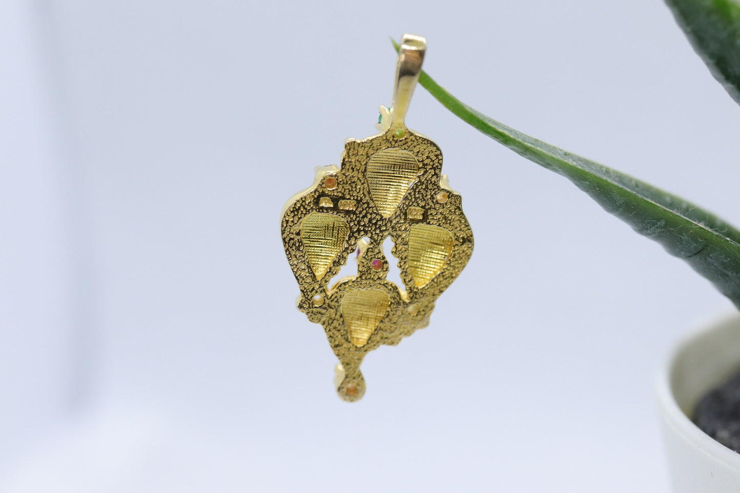 10k 12k Black Hills Gold Pendant. Black Hills Gold Ruby Garnet Emerald Topaz Leaves pendant