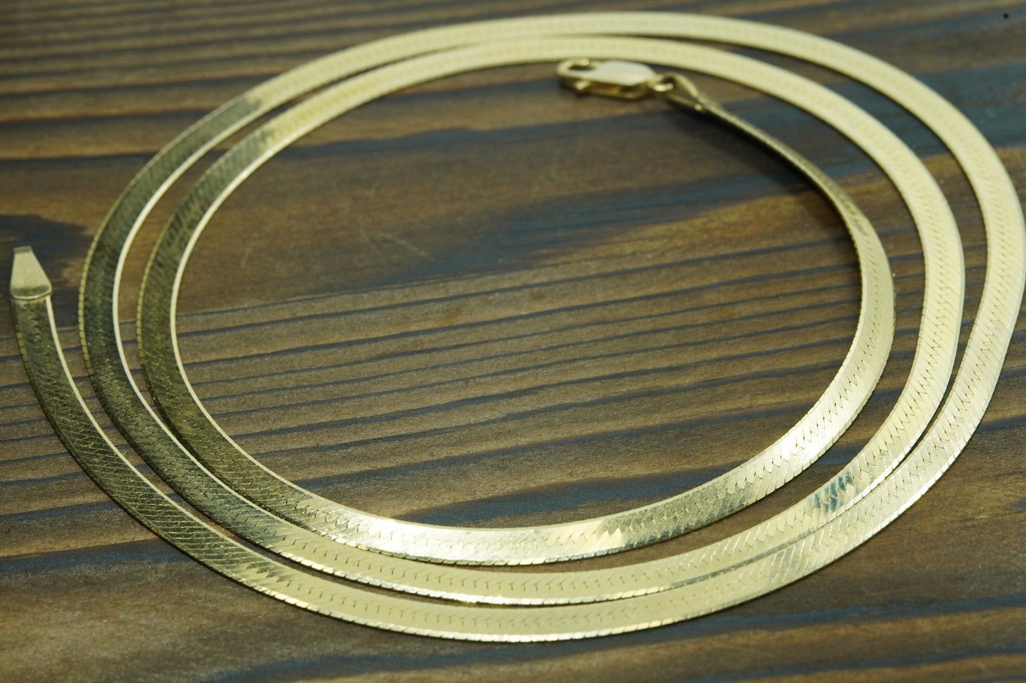 14k Herringbone Chain Necklace. 14k High Polish Gloss Necklace 4mm 29in 18.7grams