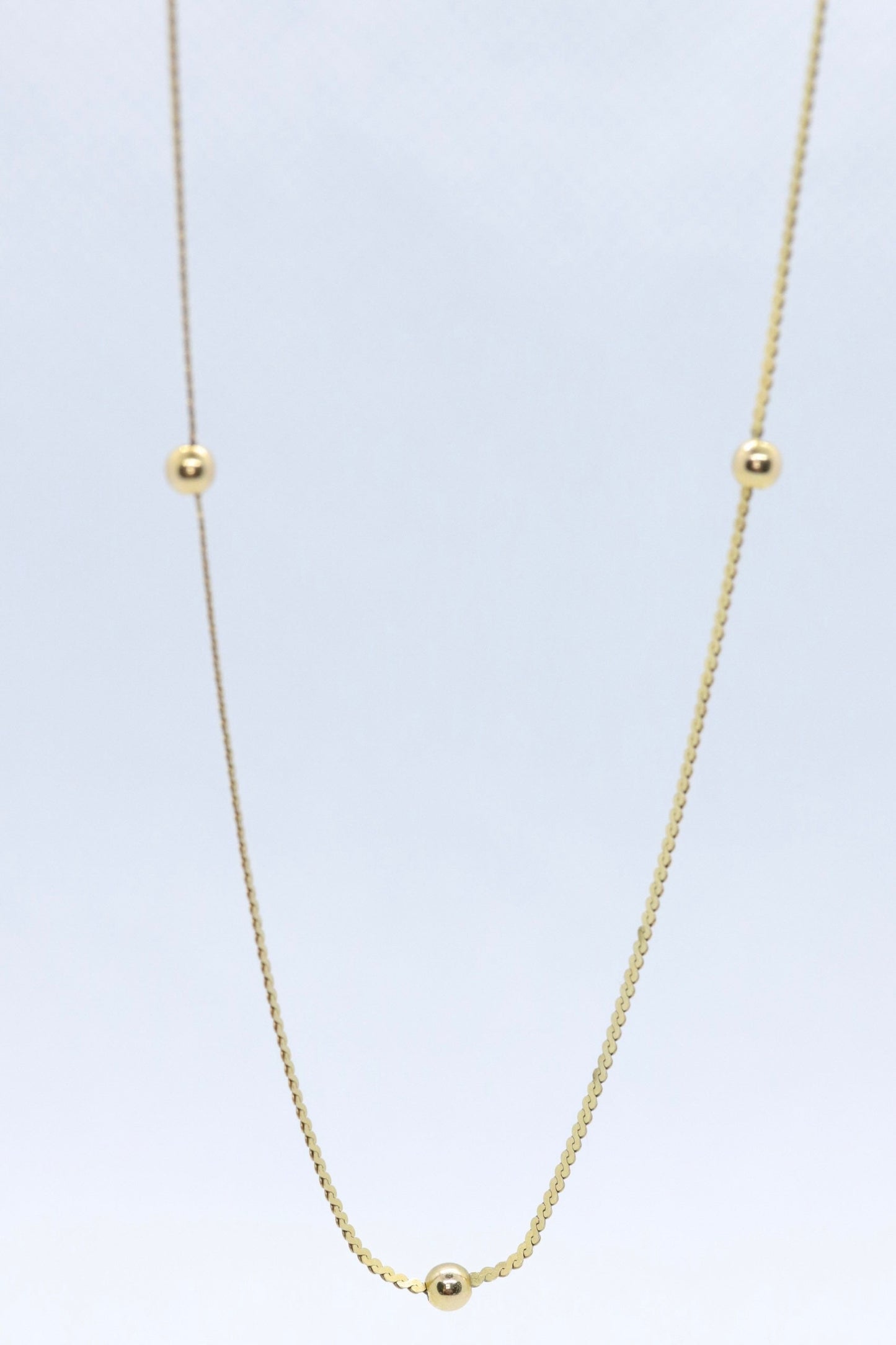 14k S-Link Serpentine BEAD necklace. Italy. 24in 1mm wide 2.7grams chain