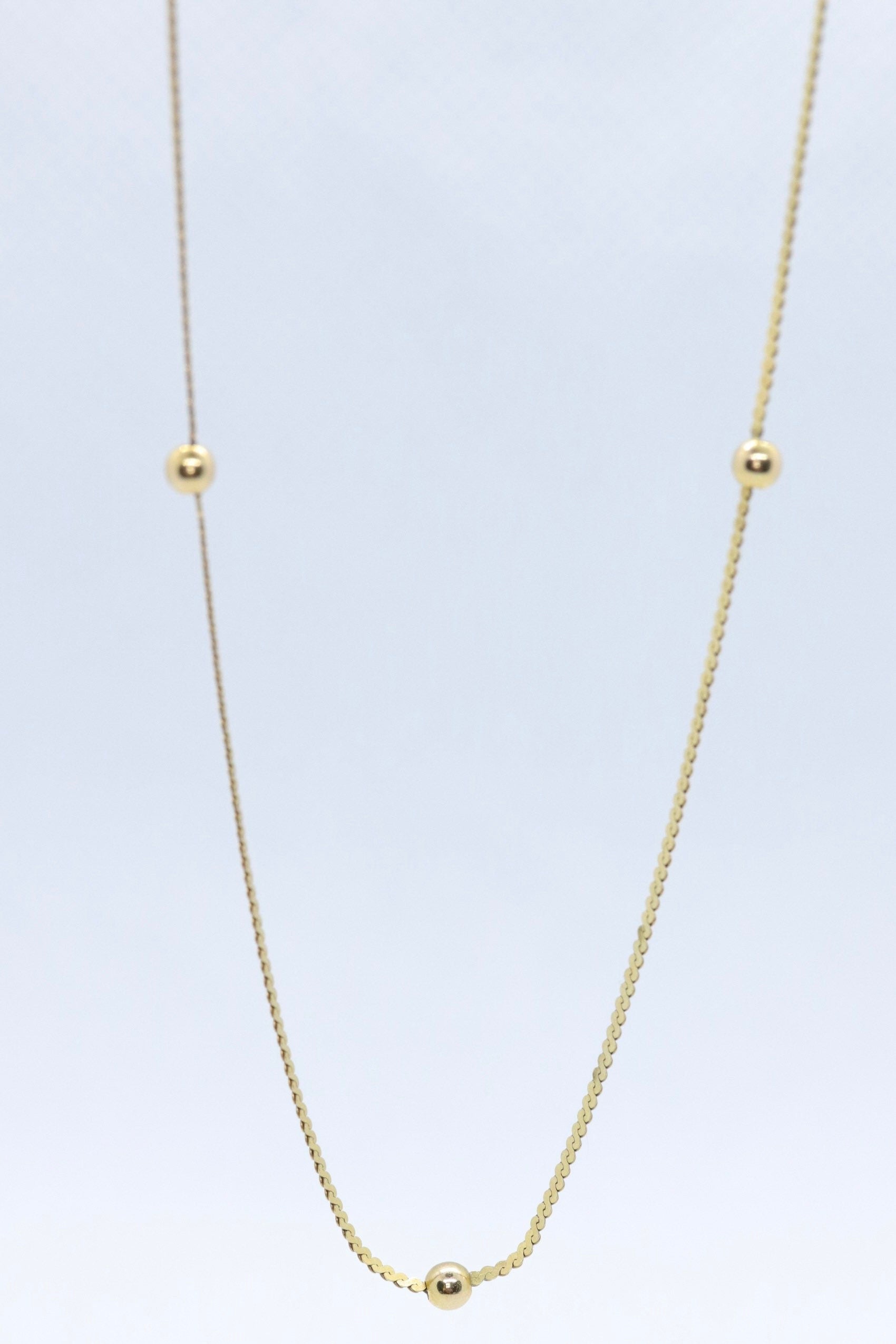 14k S-Link Serpentine BEAD necklace. Italy. 24in 1mm wide 2.7grams chain