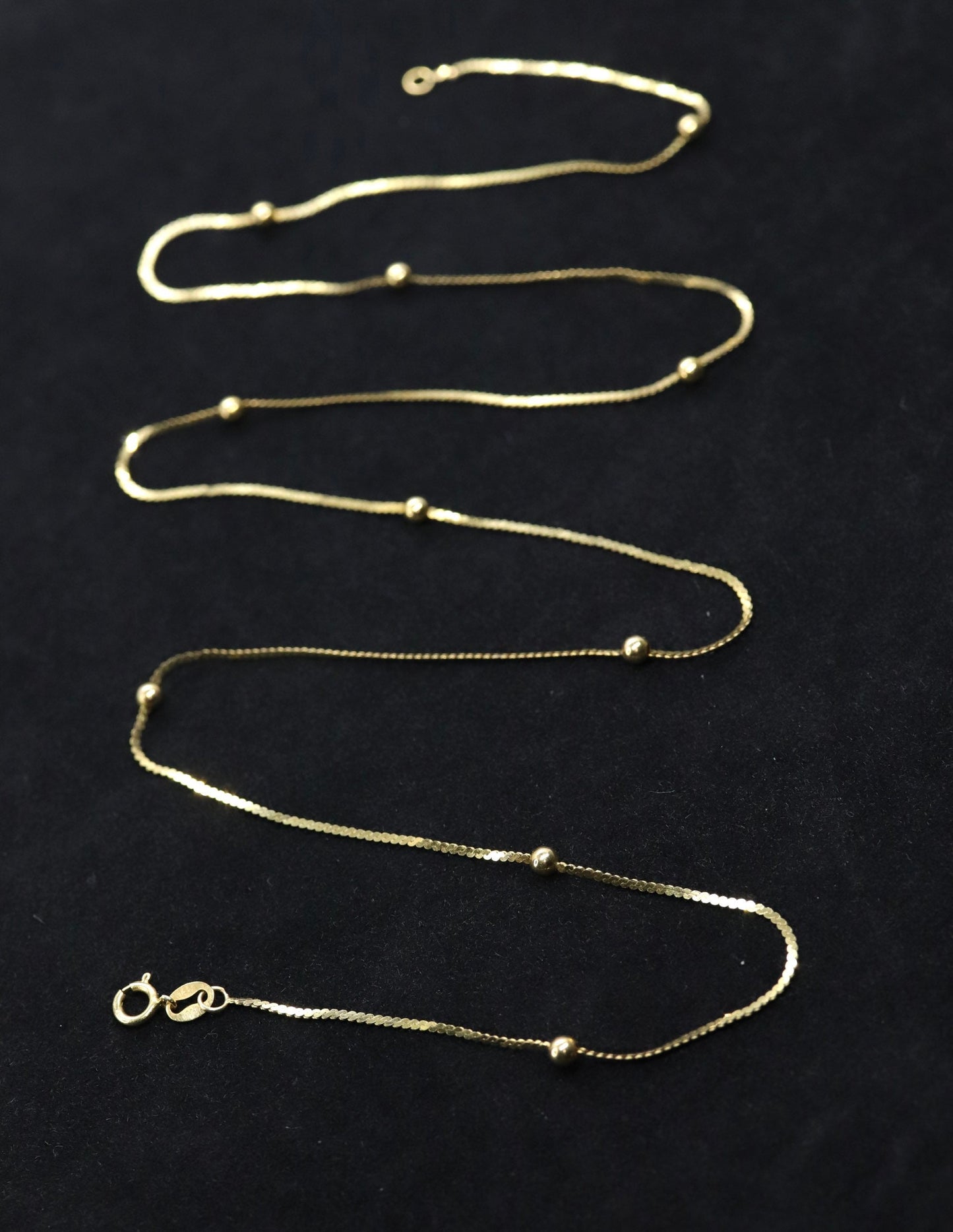 14k S-Link Serpentine BEAD necklace. Italy. 24in 1mm wide 2.7grams chain