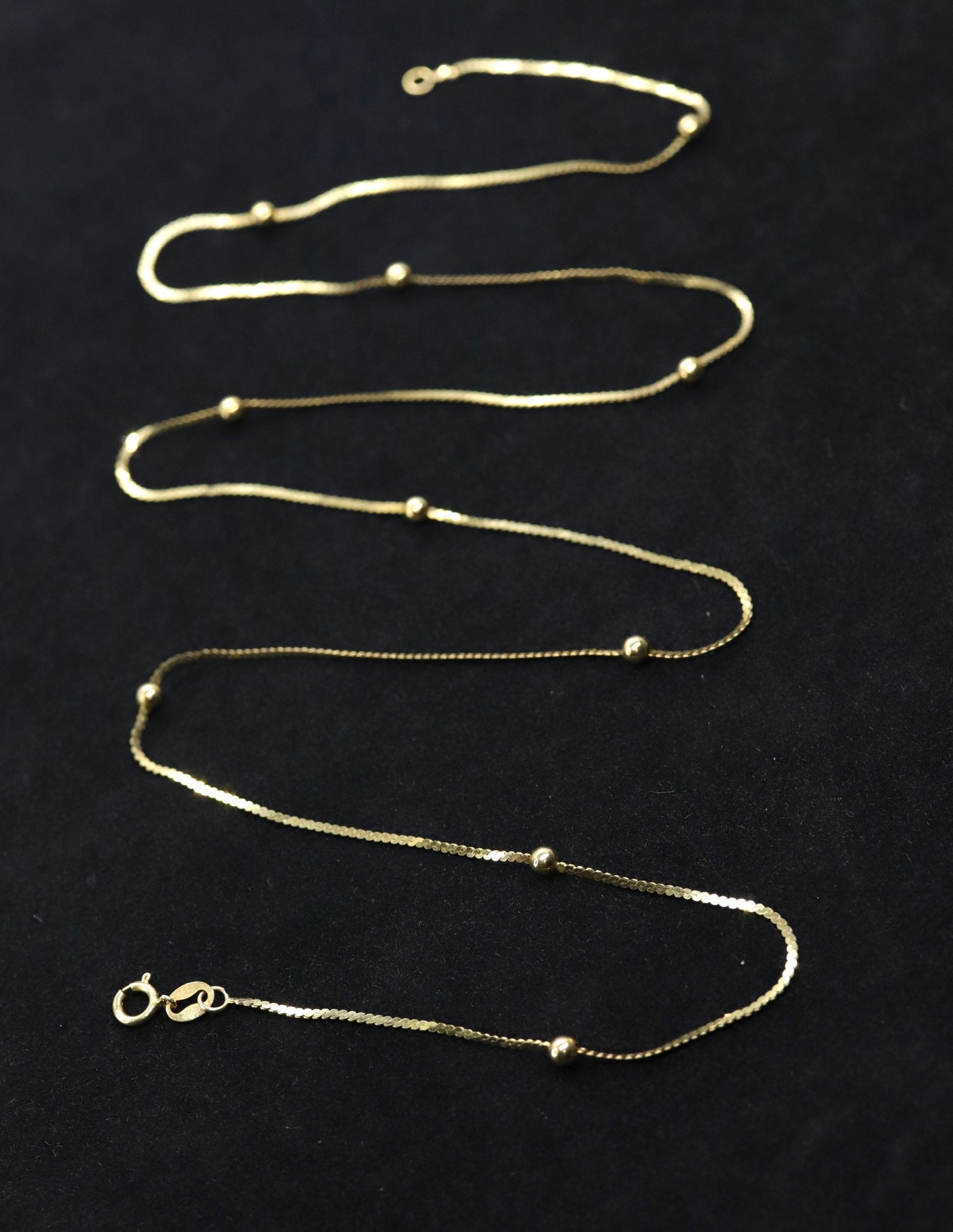 14k S-Link Serpentine BEAD necklace. Italy. 24in 1mm wide 2.7grams chain