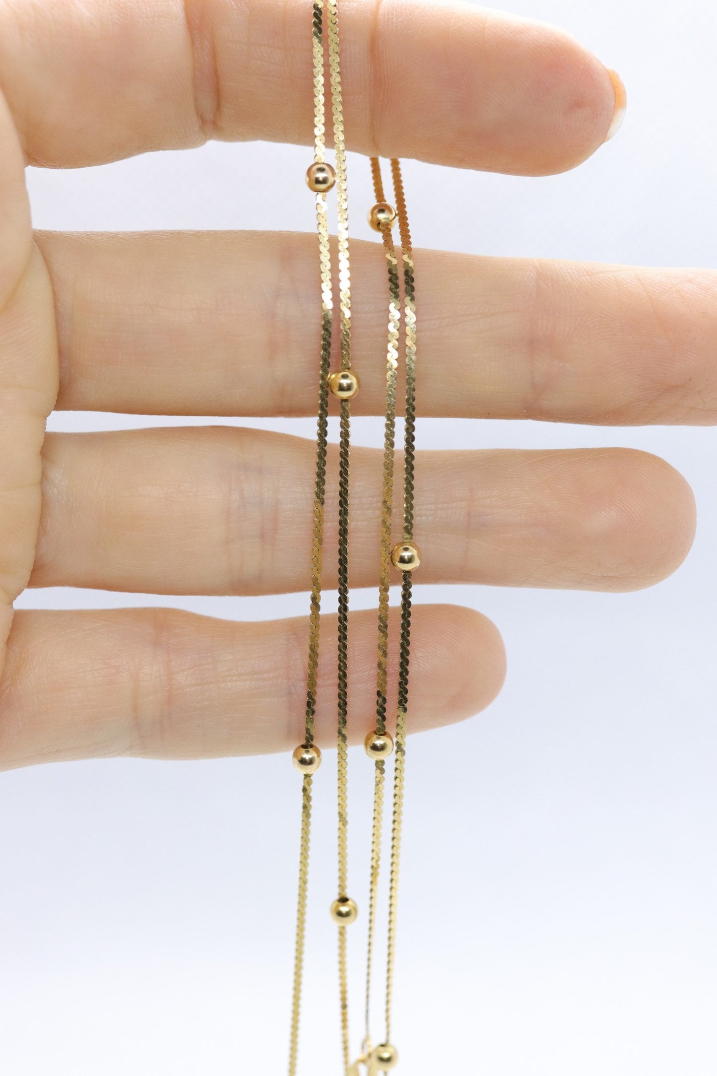 14k S-Link Serpentine BEAD necklace. Italy. 24in 1mm wide 2.7grams chain