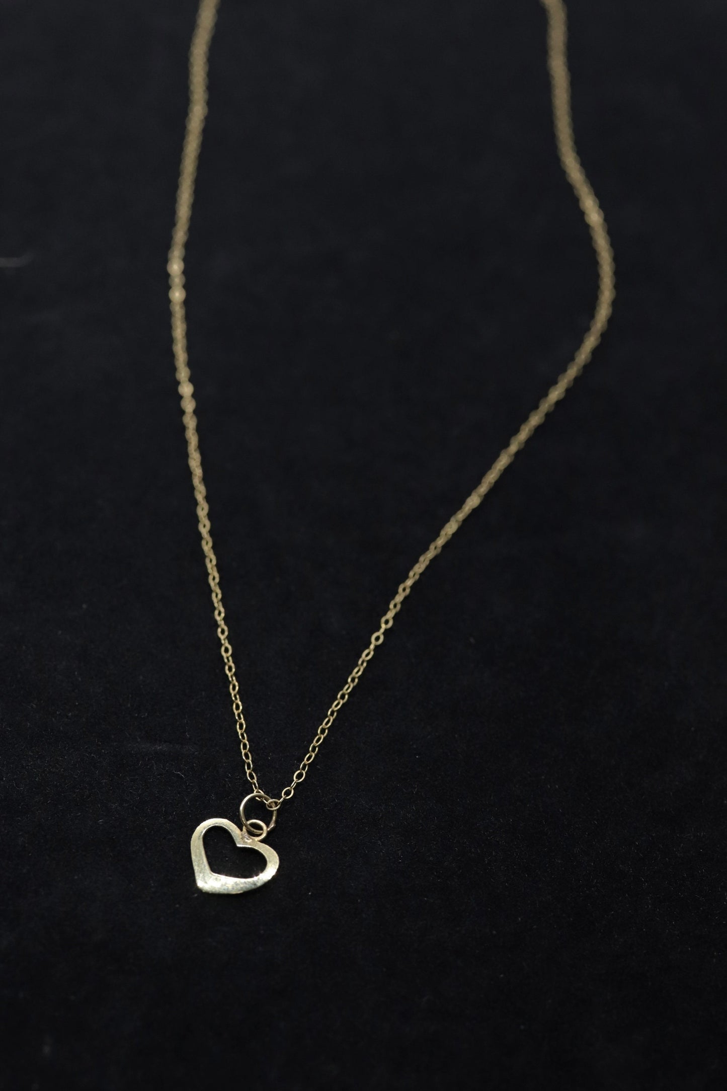 14k Open Heart Pendant. 14k Cable chain necklace. 1mm wide 15in length