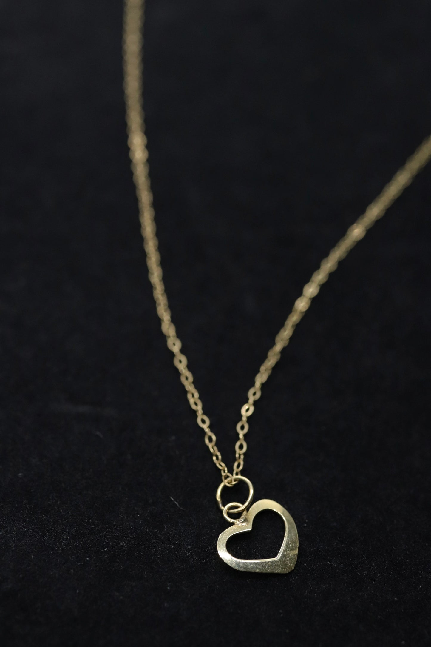 14k Open Heart Pendant. 14k Cable chain necklace. 1mm wide 15in length