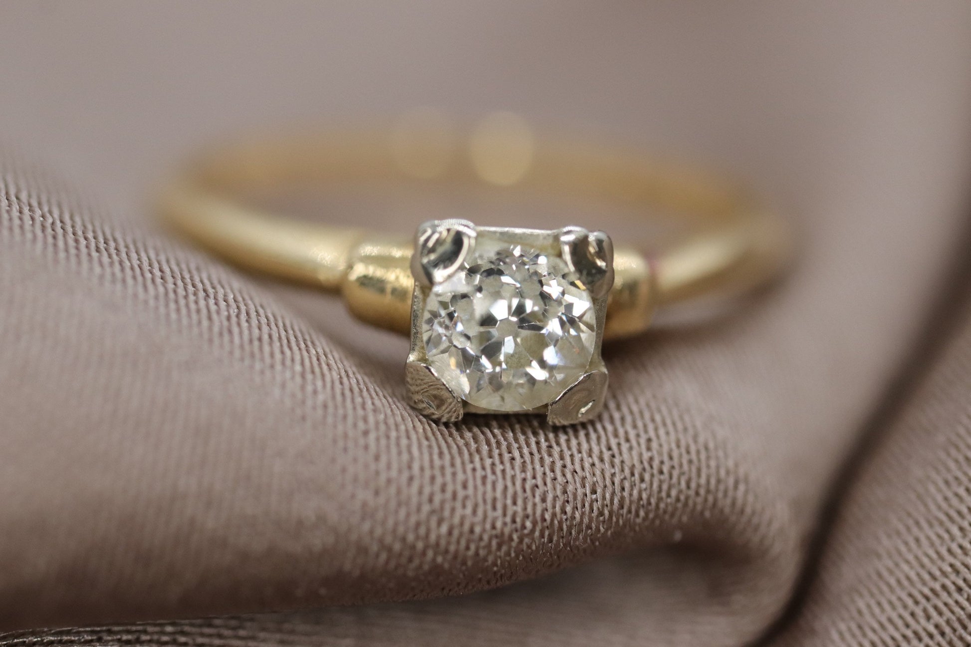 Art Deco Diamond ring. 14k Square Table Diamond 1930s Engagement ring.