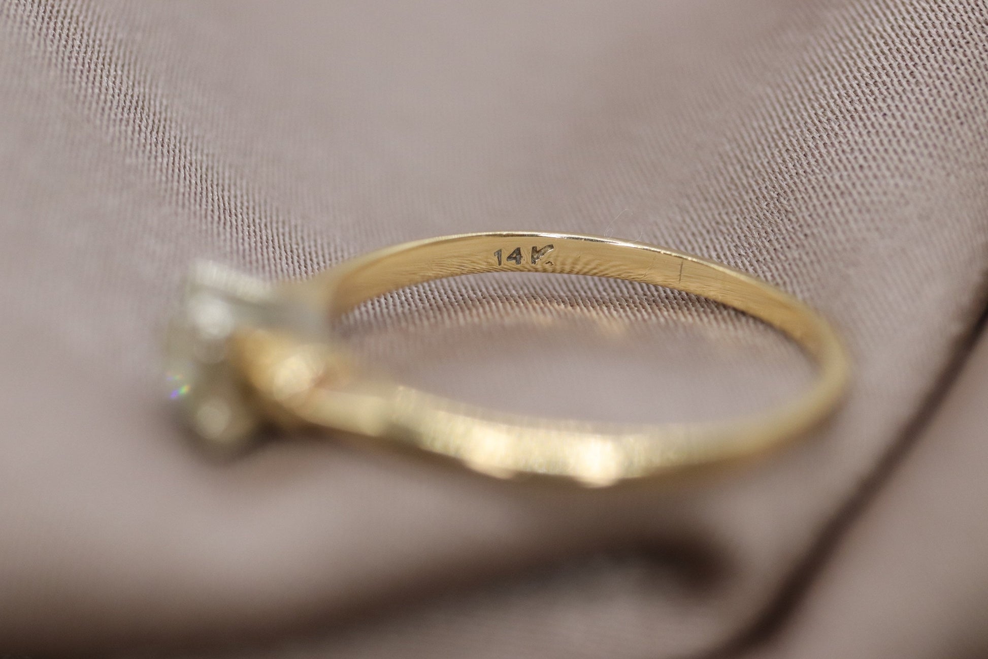 Art Deco Diamond ring. 14k Square Table Diamond 1930s Engagement ring.