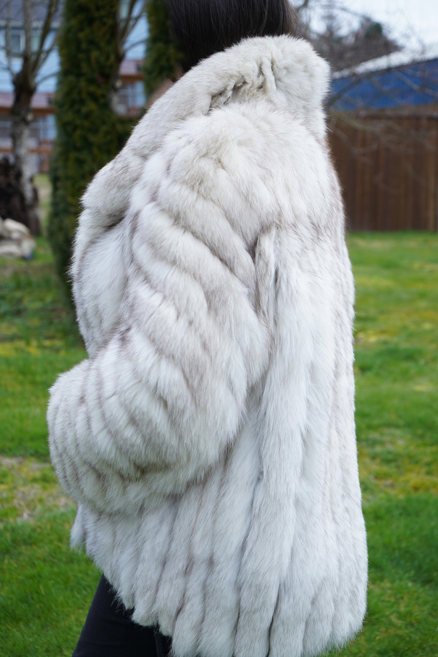 Saga Furs BLUE ARCTIC Natural FOX Fur Coat Jacket