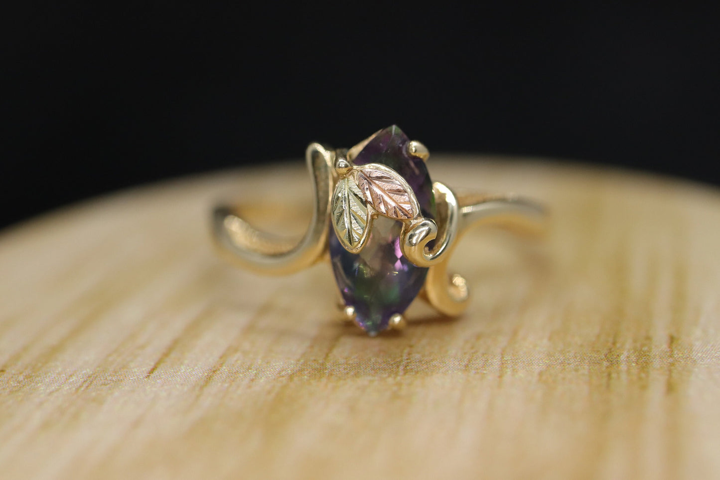 Black Hills Gold Ring. 10k Multi-Tone Mystic Topaz Black Hills Gold Statement Ring.