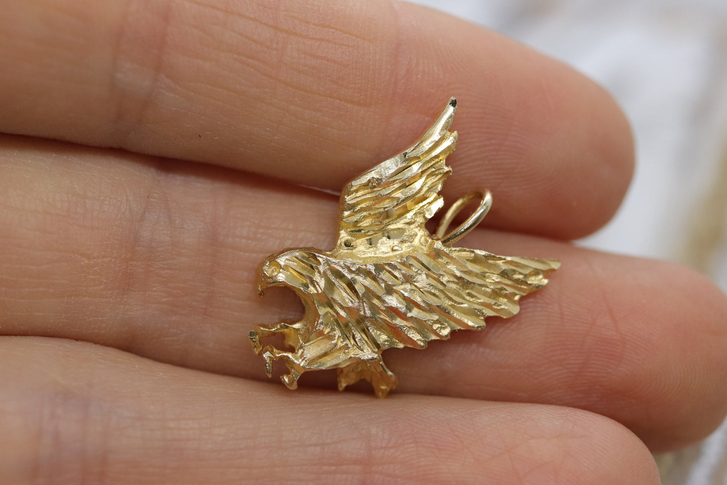 14k Eagle Pendant. 14k Eagle ready to pounce charm
