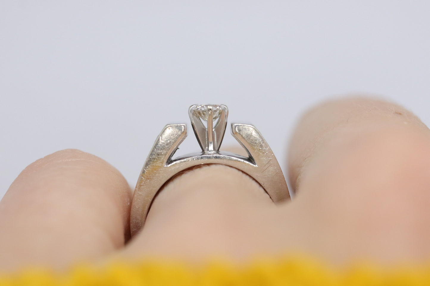 14k Diamond Solitaire with accents. 1.09ctw diamonds Vintage 14k Engagement or Wedding ring.