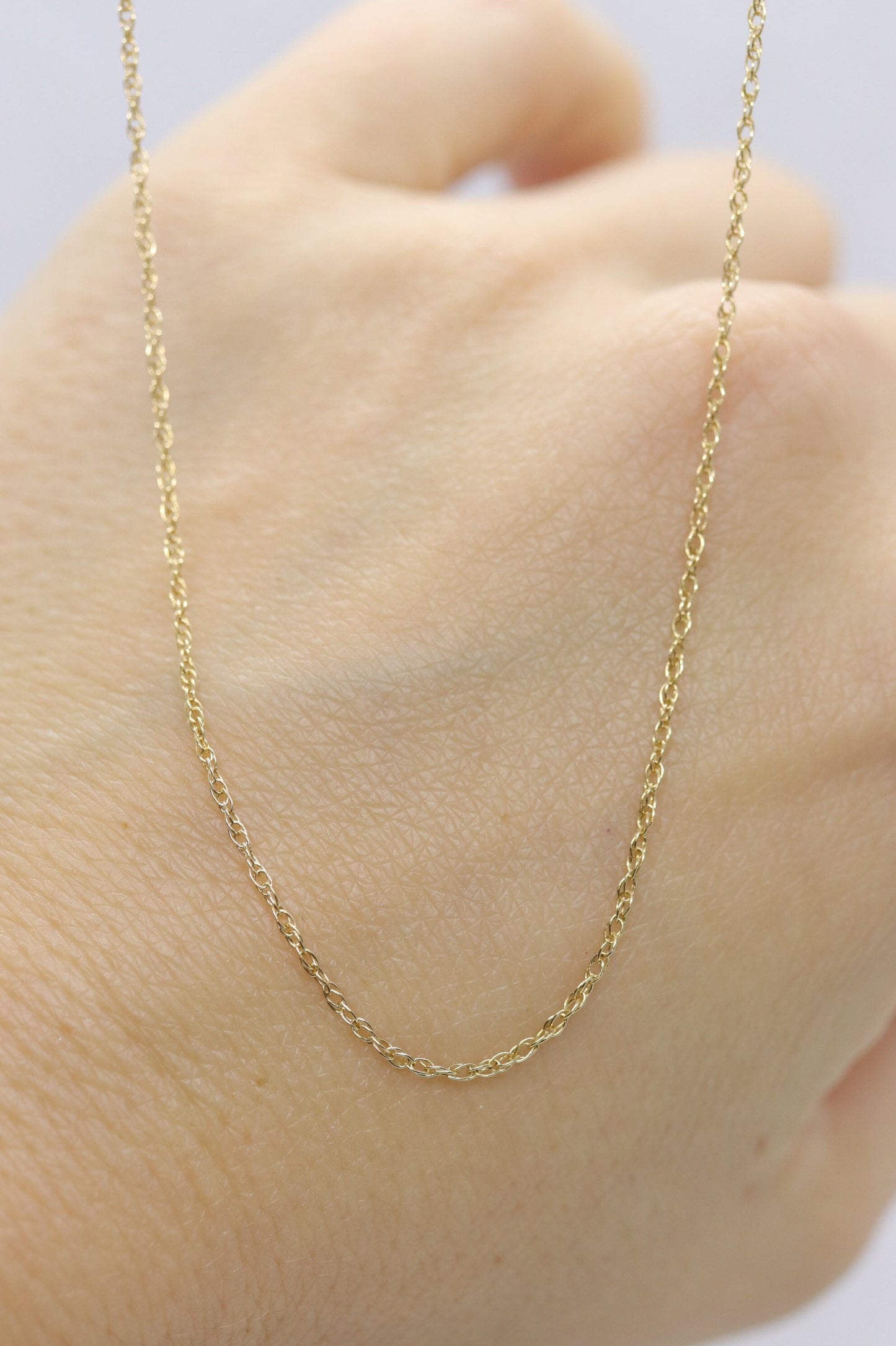 14k dainty twisted rope wheat chain necklace. 16in