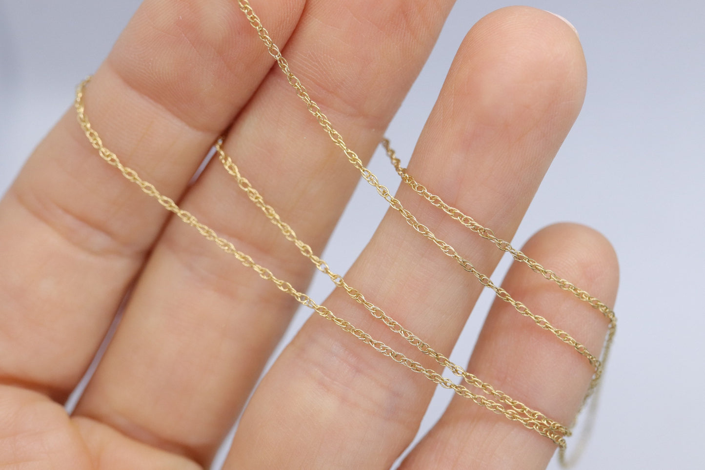 14k dainty twisted rope wheat chain necklace. 16in