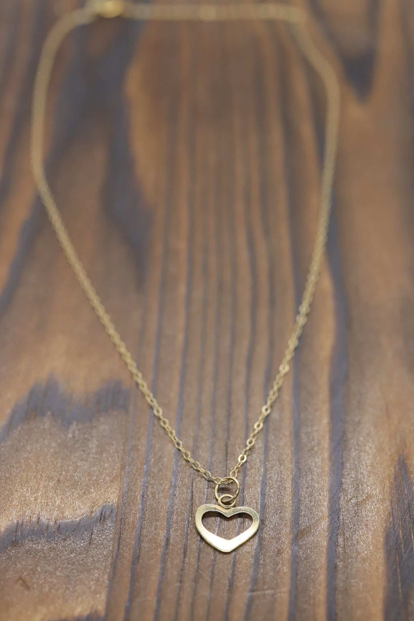 14k Open Heart Pendant. 14k Cable chain necklace. 1mm wide 15in length