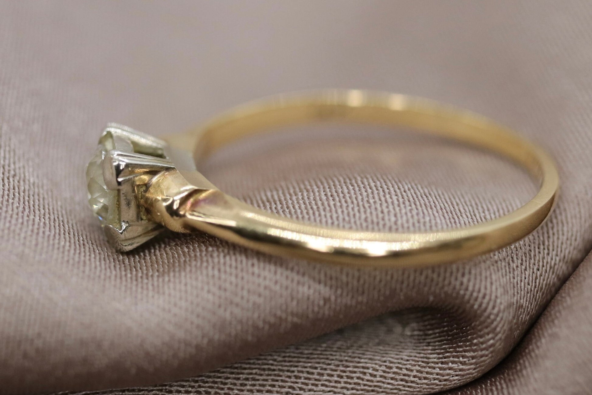 Art Deco Diamond ring. 14k Square Table Diamond 1930s Engagement ring.