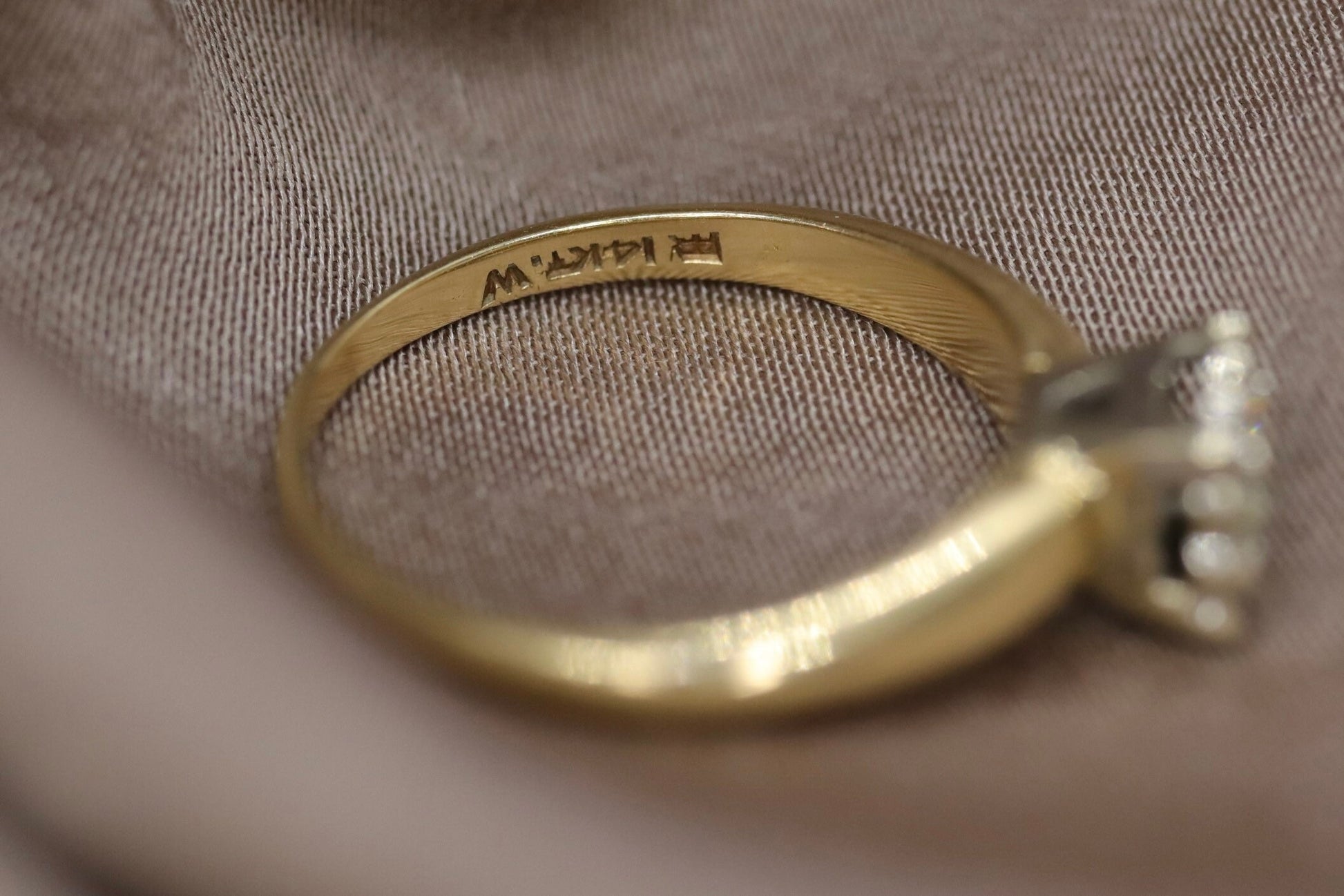 Art Deco Diamond ring. 14k Yellow and White Gold Square table.