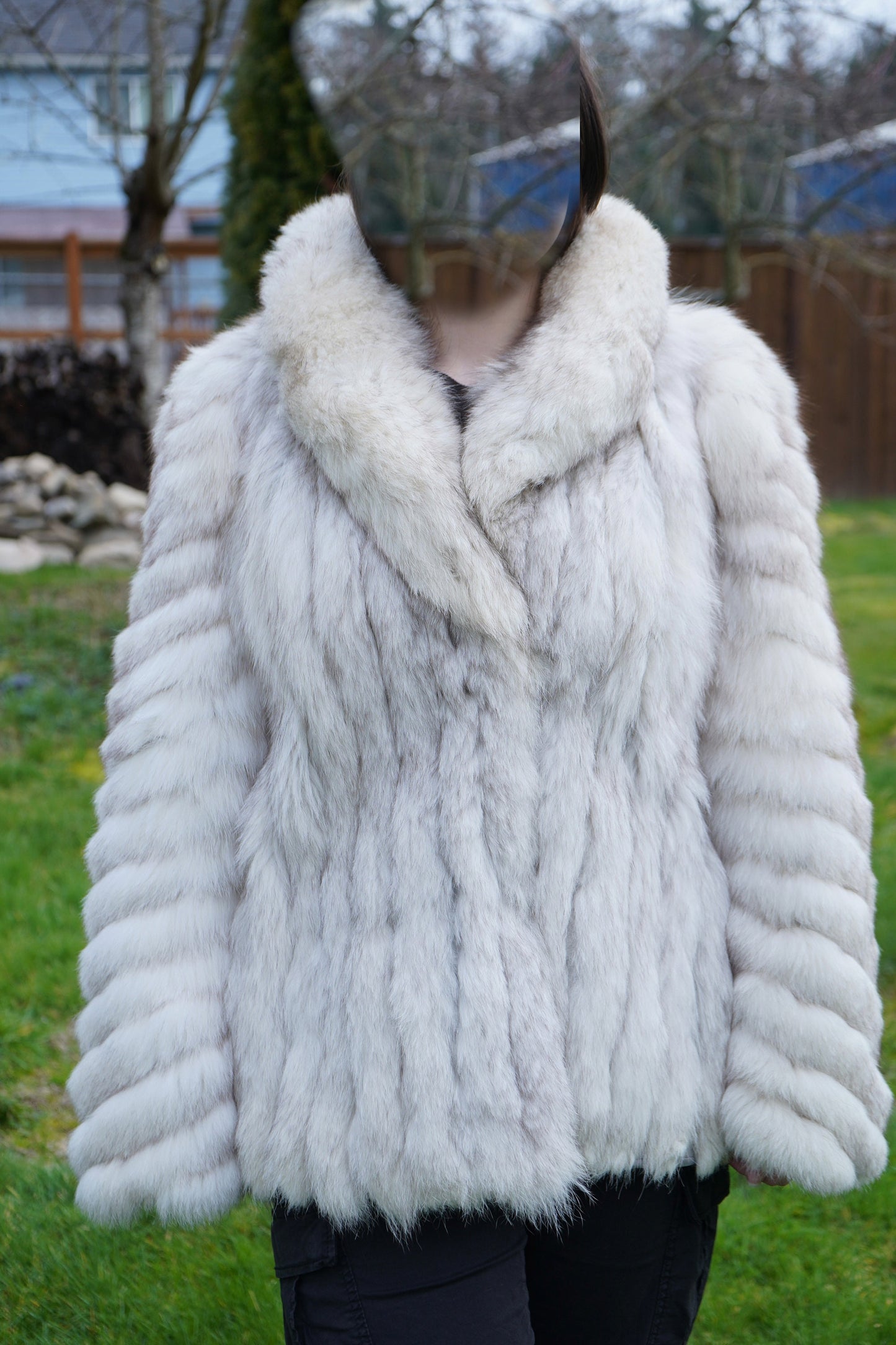 Saga Furs BLUE ARCTIC Natural FOX Fur Coat Jacket
