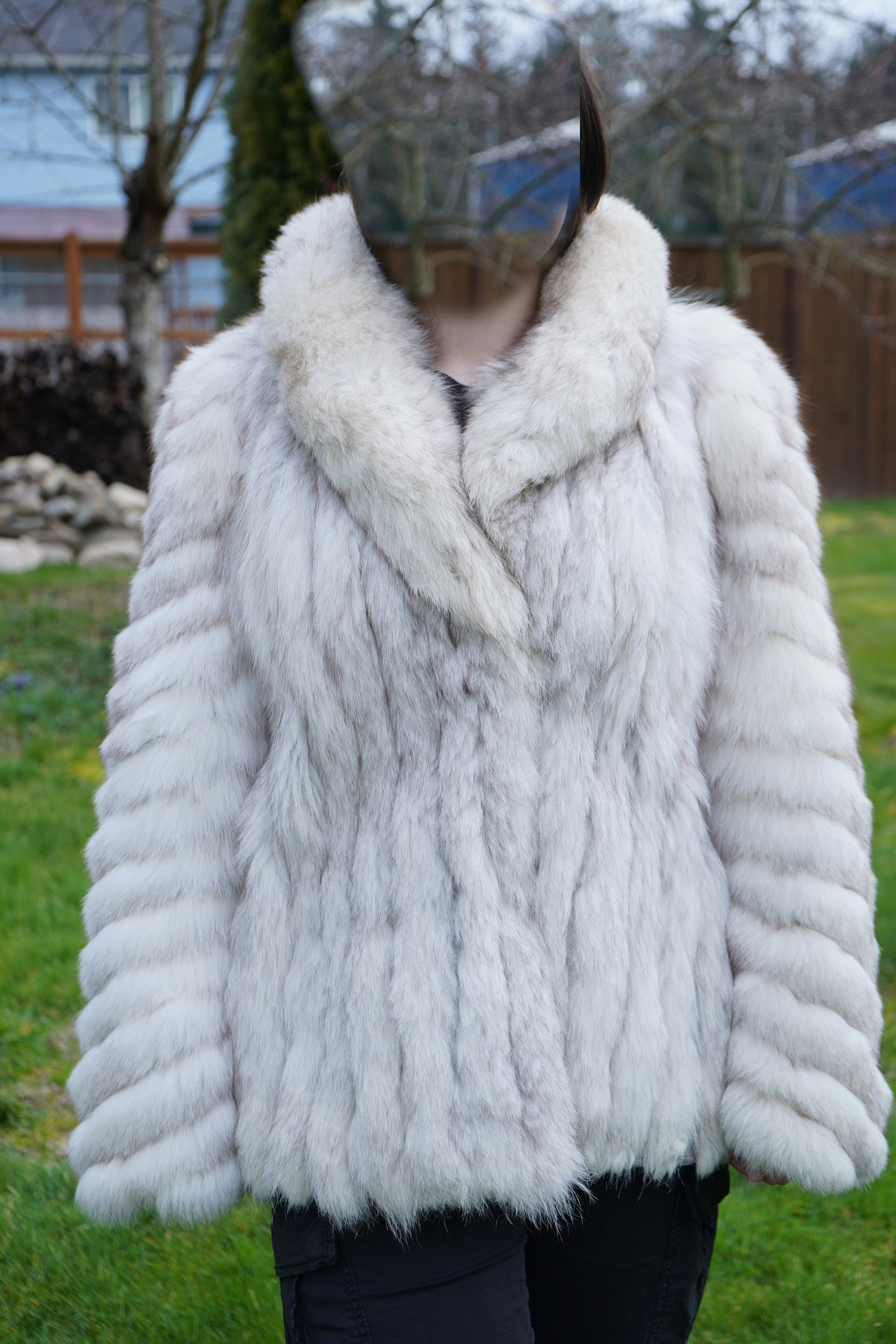 Saga Furs BLUE ARCTIC Natural FOX Fur Coat Jacket