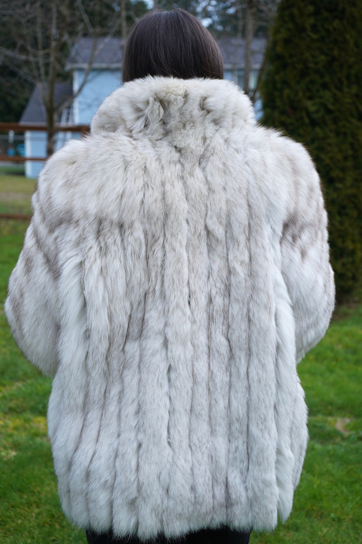 Saga Furs BLUE ARCTIC Natural FOX Fur Coat Jacket