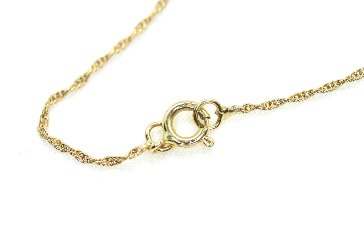14k Diamond cross. 14k Yellow gold crucifix with twisted rope necklace chain