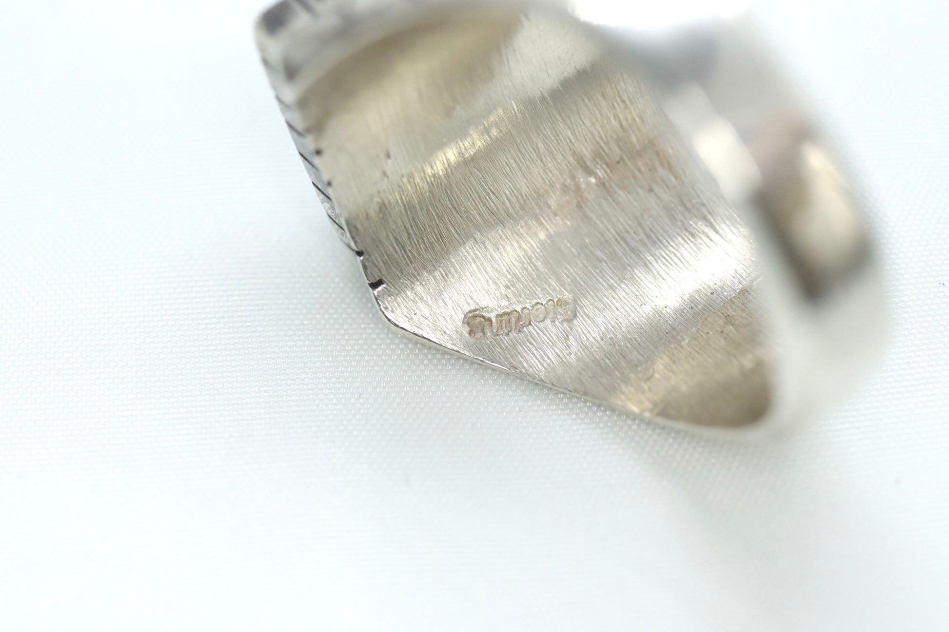 Heavy Zuni Sterling Silver Signet ring. MOP Turquoise Carnelian Inlay Design. Sz 13