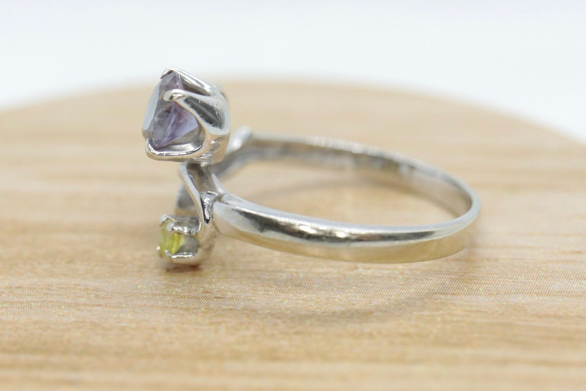 14k Blooming Flower and leaves ring. Multi gem Topaz flower ring.