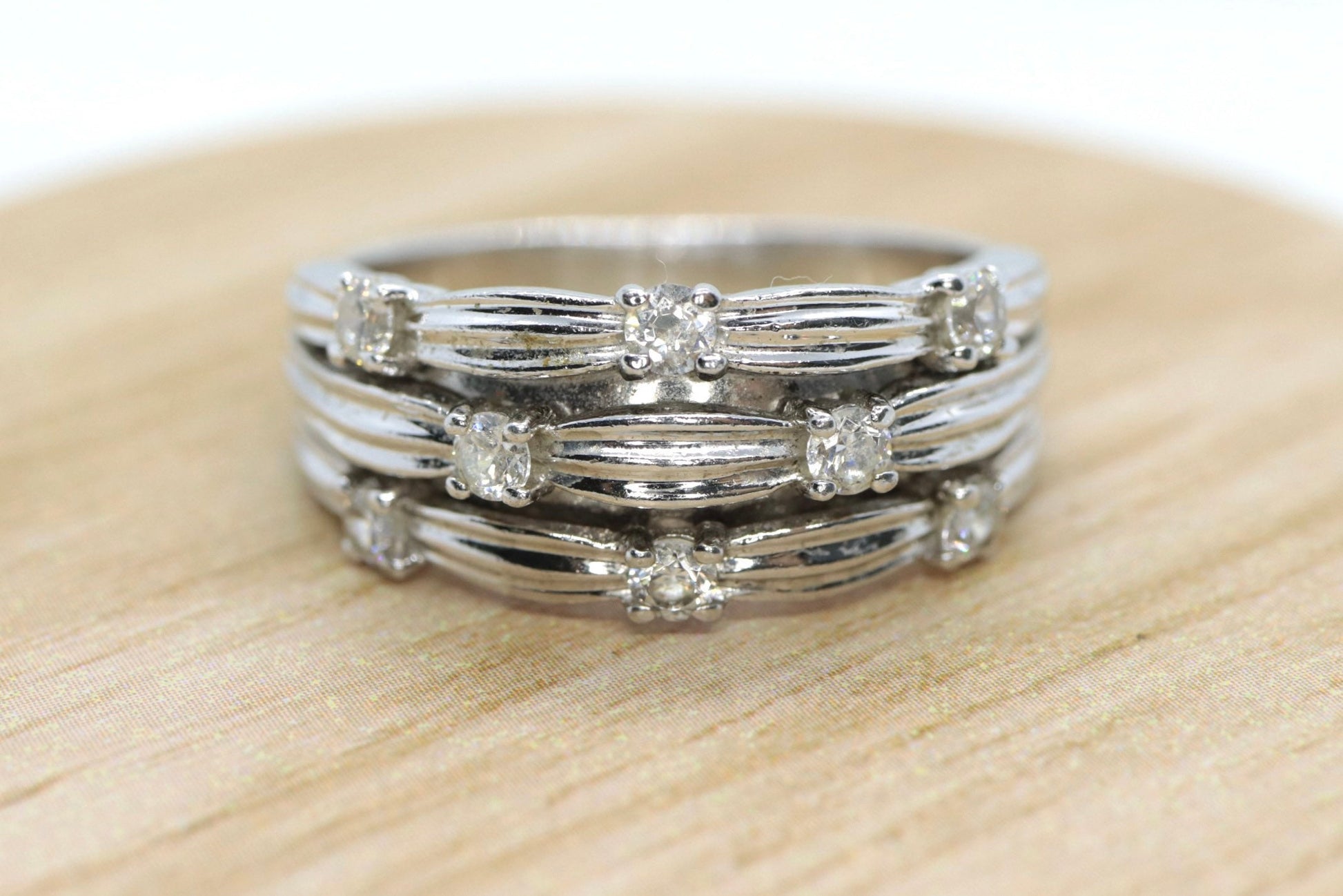 Vintage CZ Cluster Sterling silver Ring. Sz 10.5