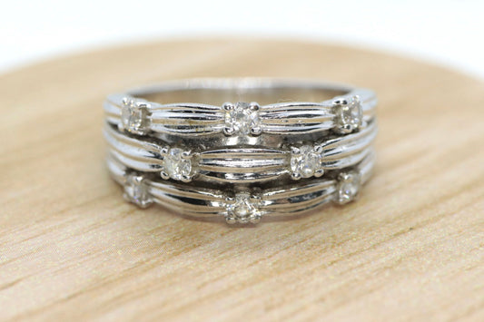 Vintage CZ Cluster Sterling silver Ring. Sz 10.5