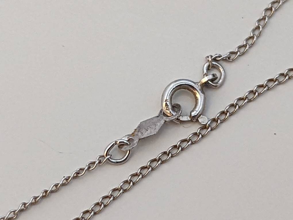 14k dainty white gold cable chain necklace. 15in