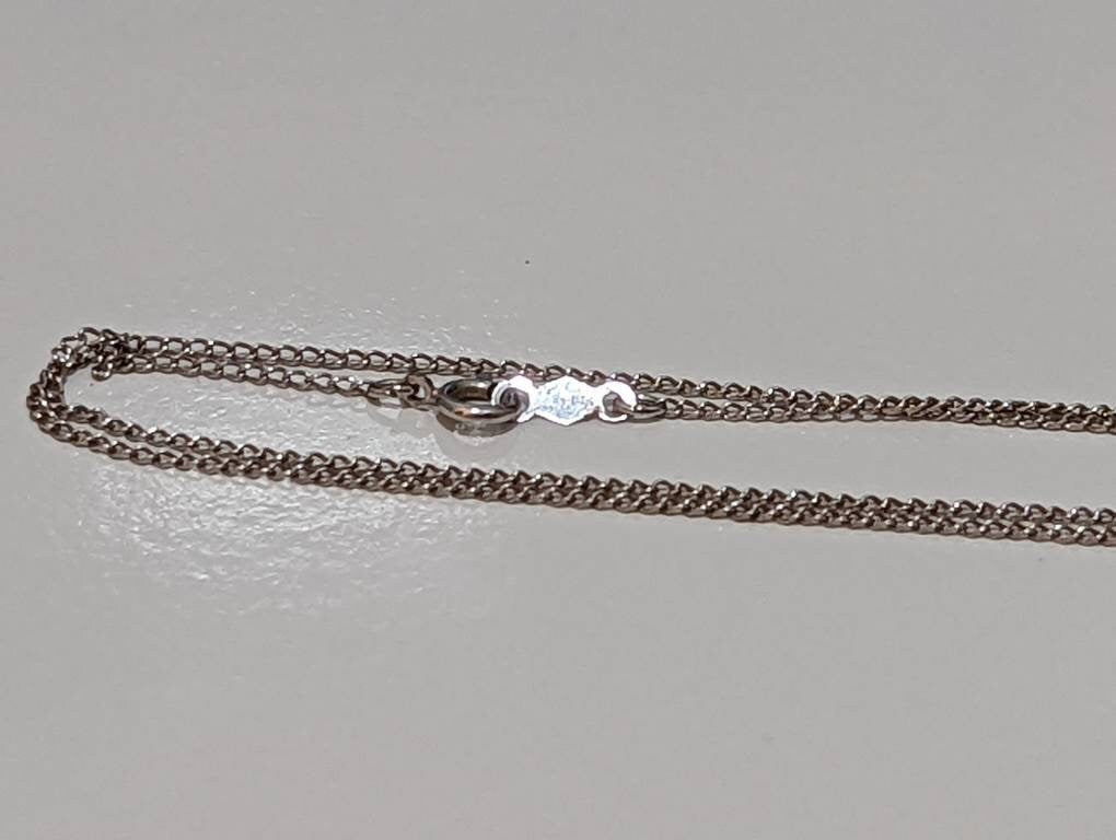 14k dainty white gold cable chain necklace. 15in
