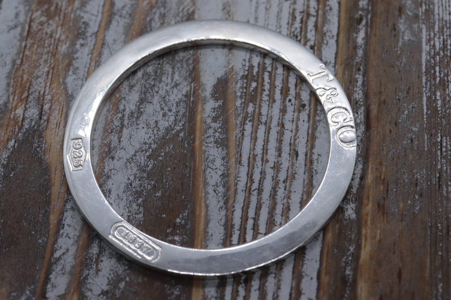 Tiffany and Co. 1837 Sterling Silver bracelet. RARE flat disk circle bangle bracelet. st(59/80)