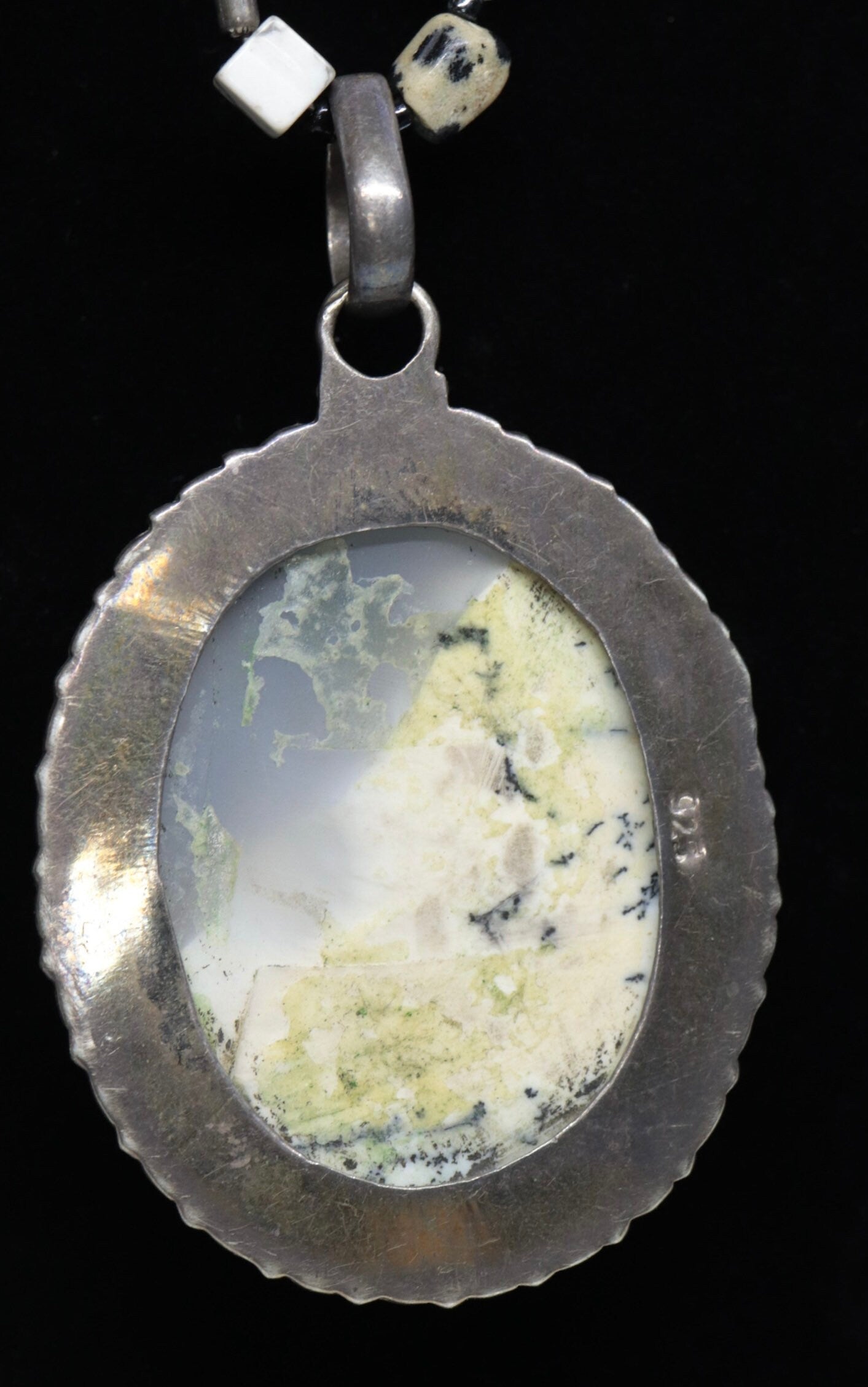 Dendrite Opal Agate Sterling Silver Necklace and Pendant. st(28/75)
