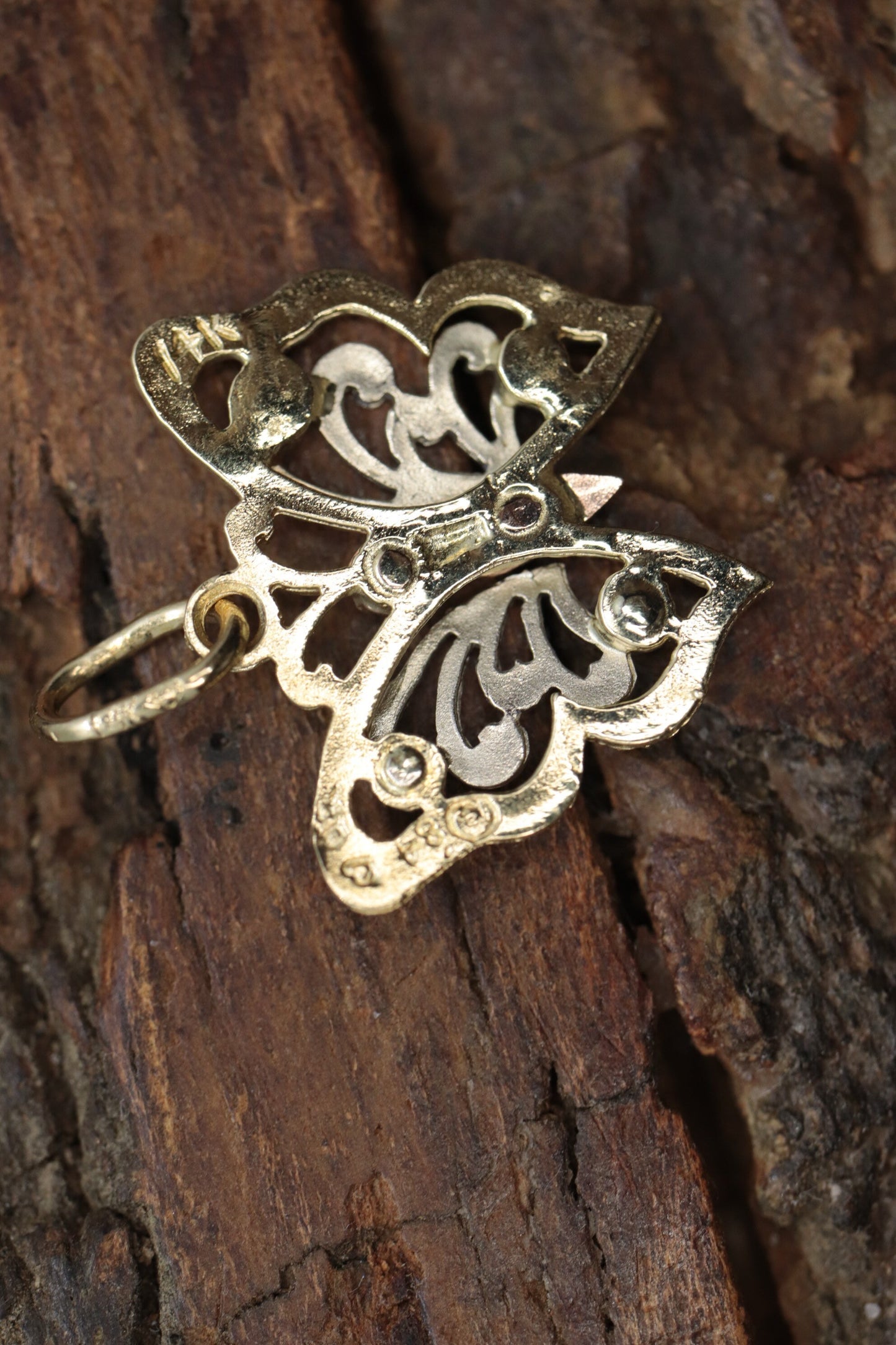 14k Butterfly Pendant. Multi-color Butterfly charm. st34/75