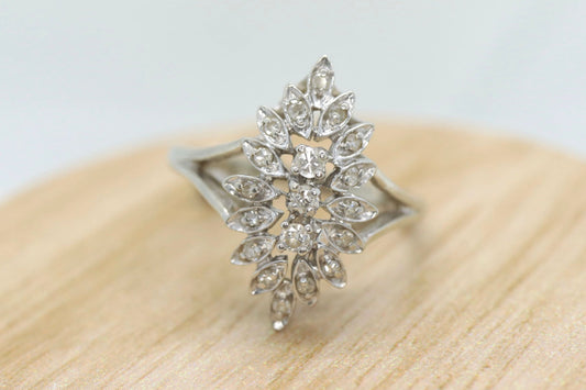 Diamond Cluster Marquise Ring. Diamond Ring. 14k Gold Ring. Multiple Diamond Cluster Marquise Solitaire. SZ 9.25