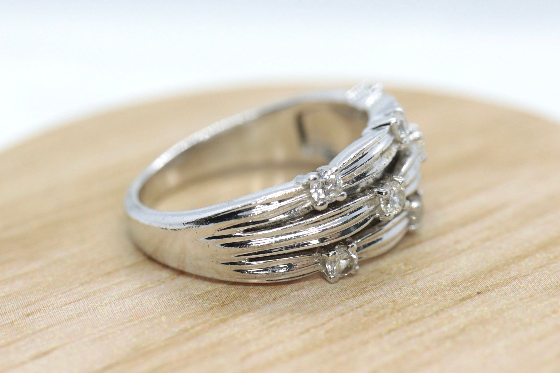 Vintage CZ Cluster Sterling silver Ring. Sz 10.5