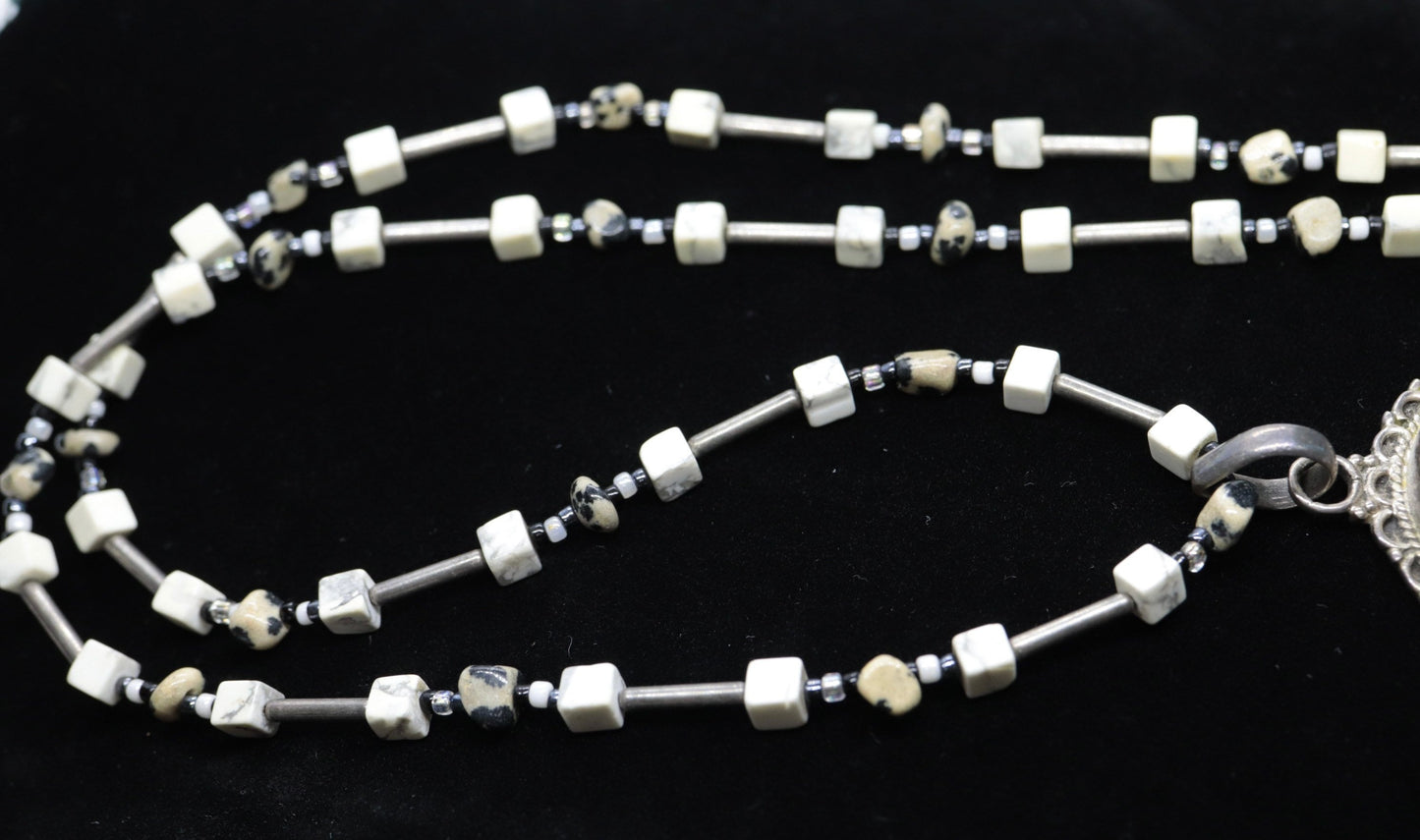 Dendrite Opal Agate Sterling Silver Necklace and Pendant. st(28/75)