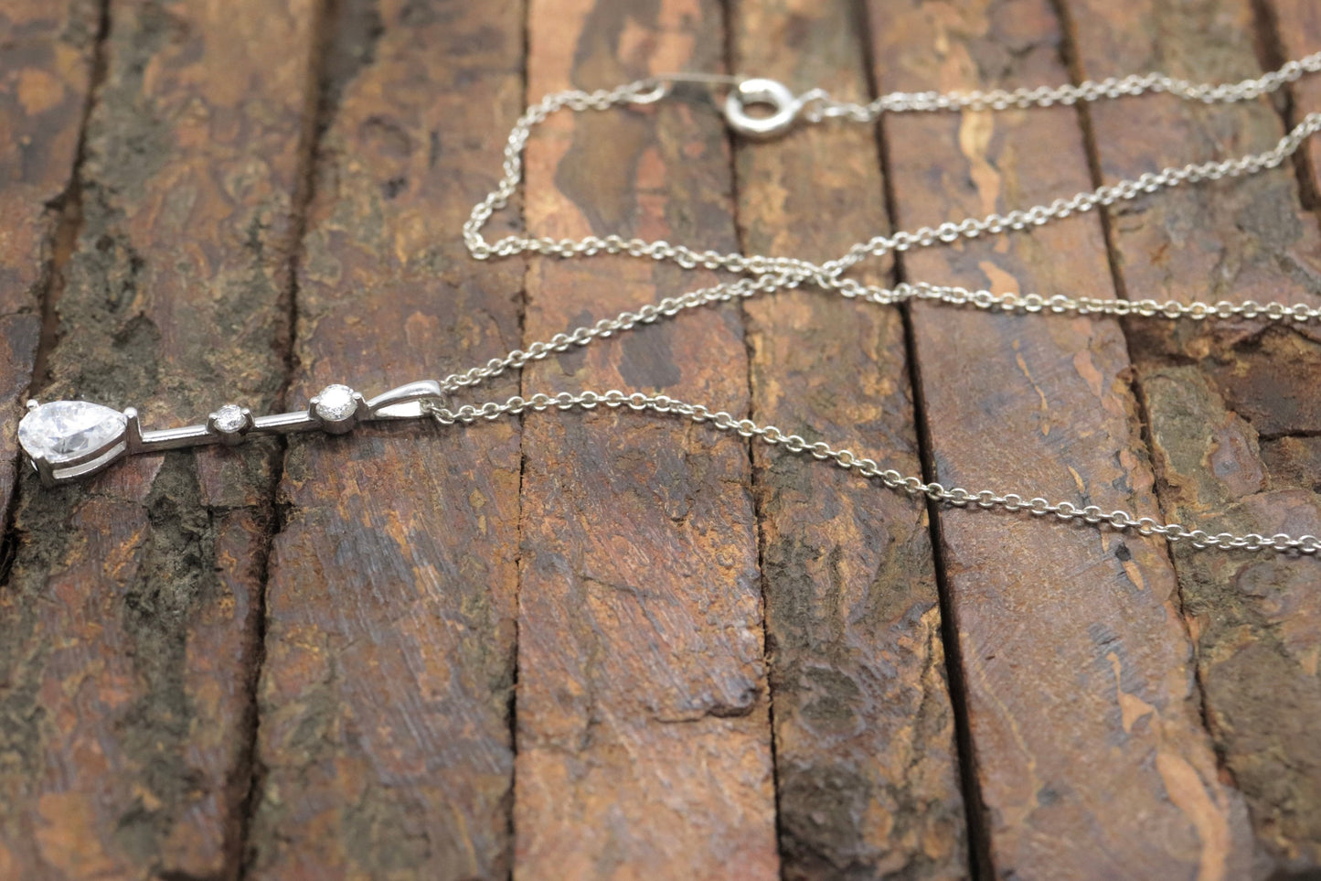 14k CZ Drop Journey pendant and 14k cable necklace