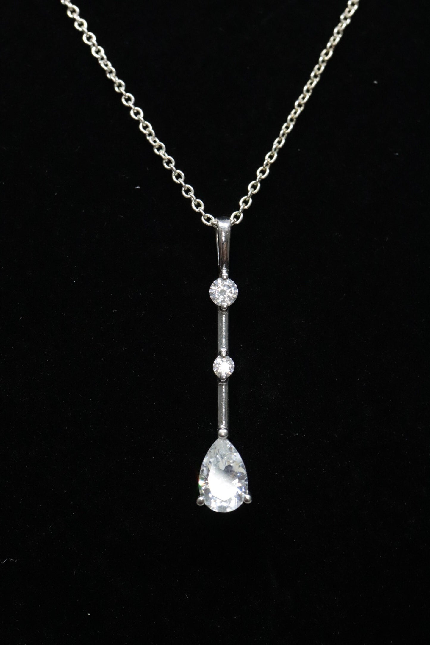 14k CZ Drop Journey pendant and 14k cable necklace