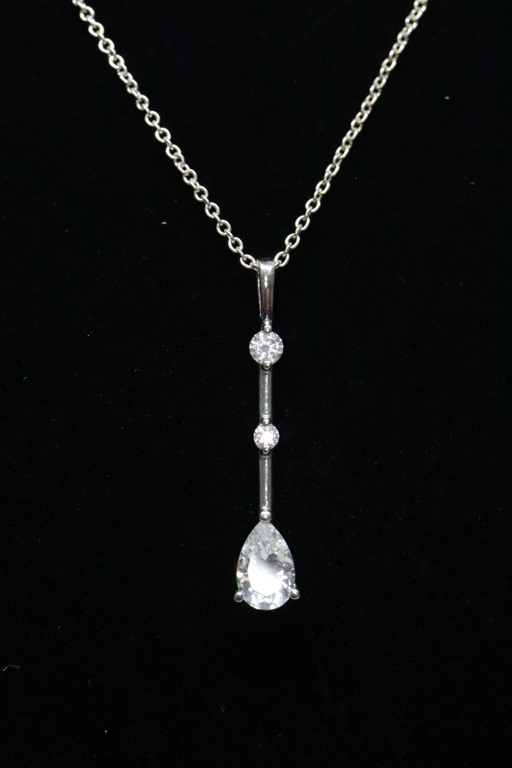 14k CZ Drop Journey pendant and 14k cable necklace