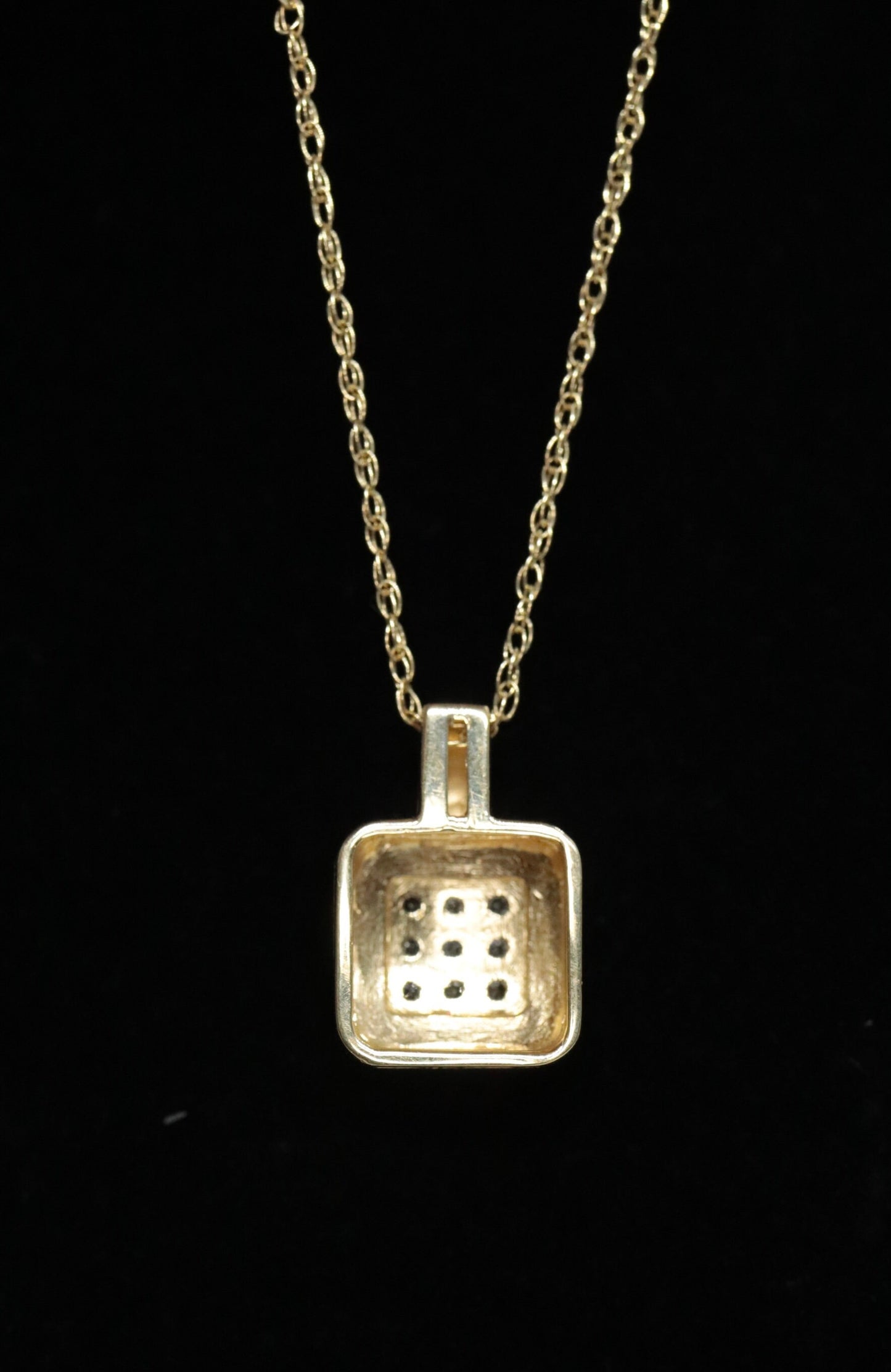 14k Diamond Pave Square Pendant and Necklace. st(74/75)