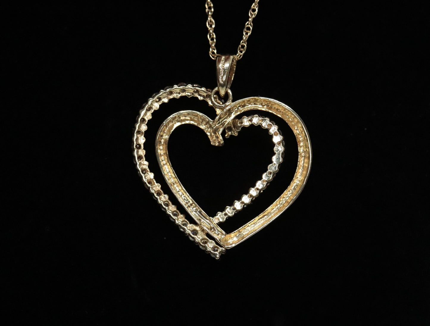 Heart Diamond pendant. 14k Open double heart 0.80ctw Pave Pendant Necklace. st(103/50)