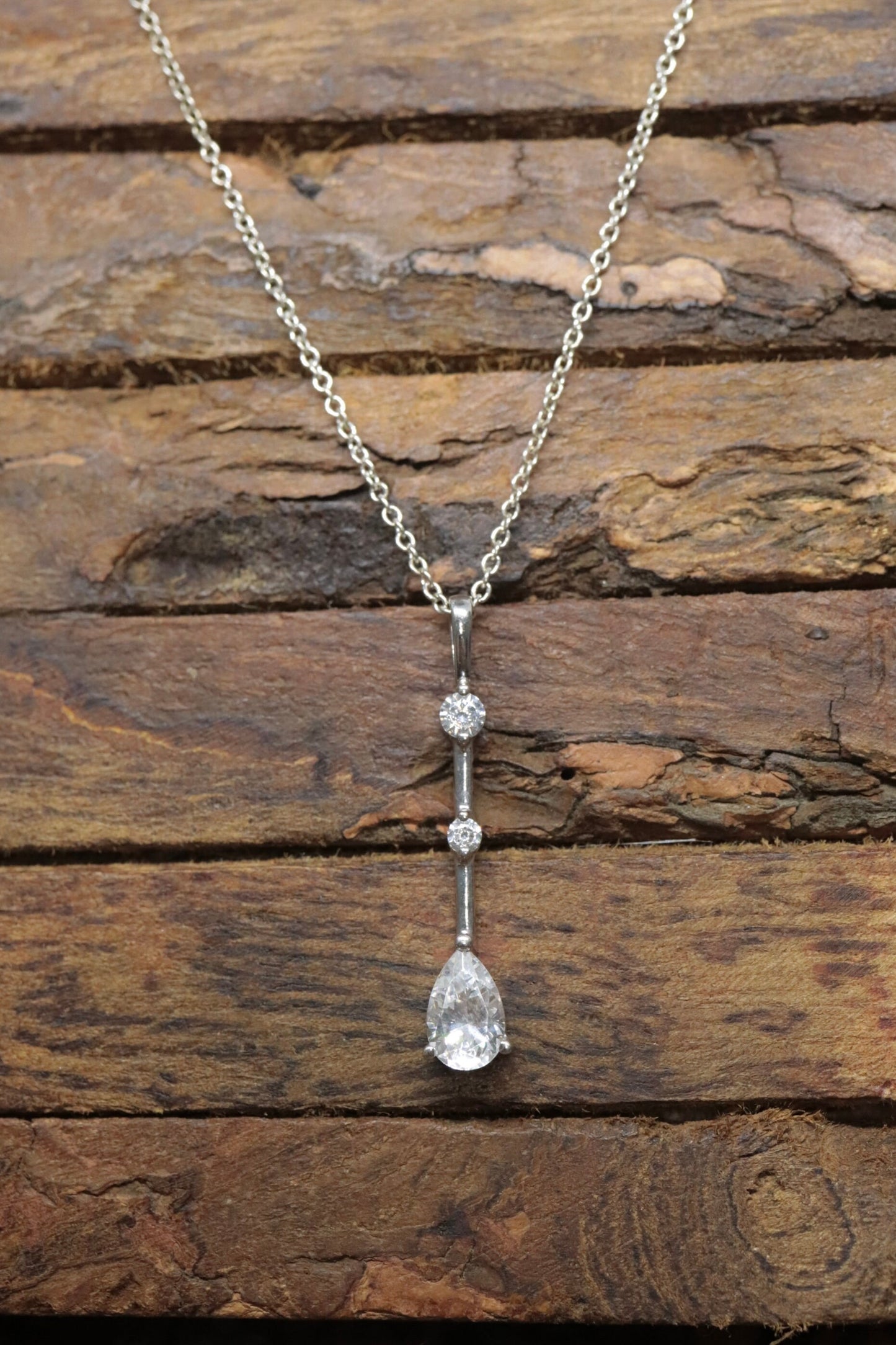 14k CZ Drop Journey pendant and 14k cable necklace
