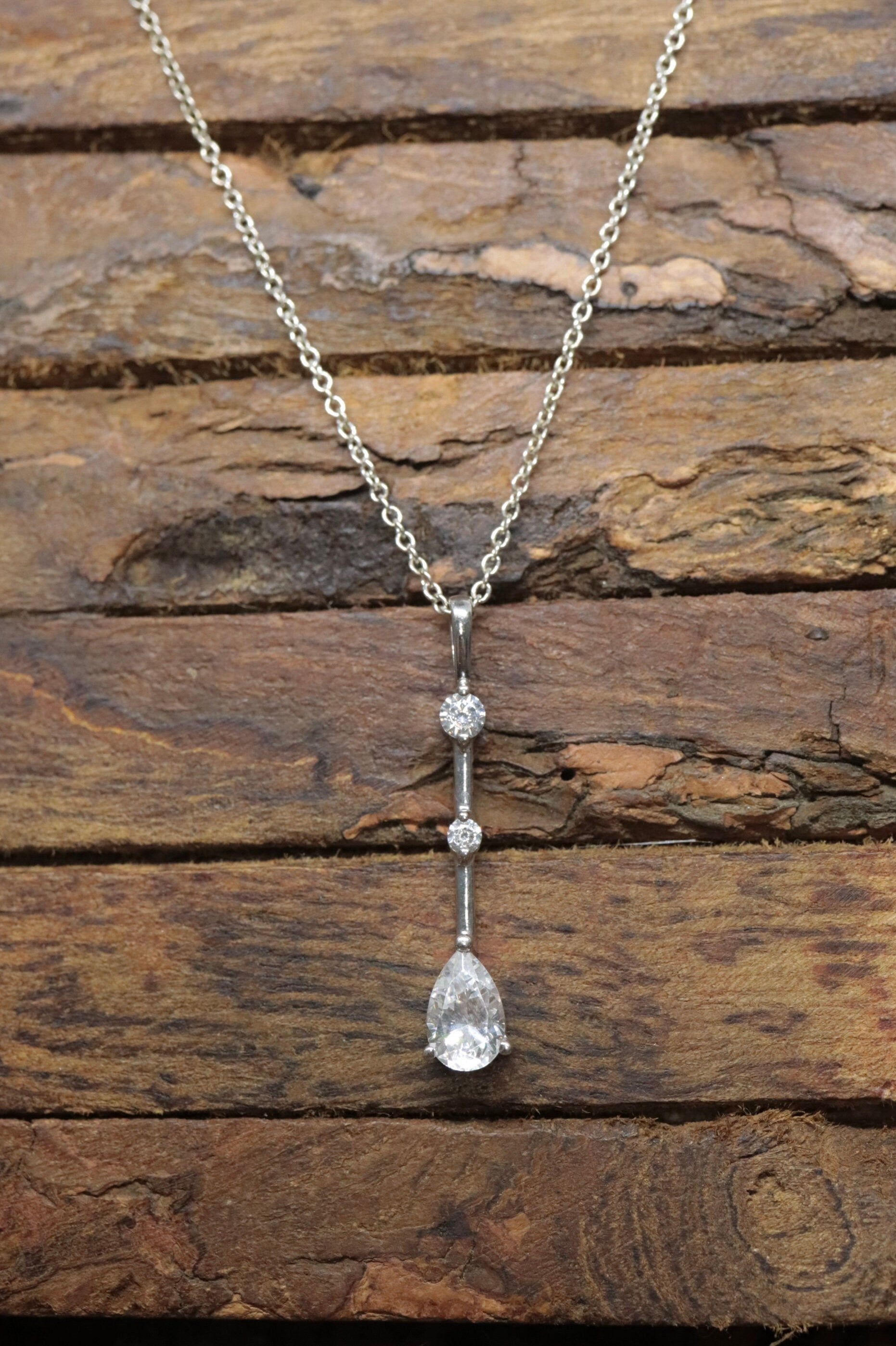 14k CZ Drop Journey pendant and 14k cable necklace