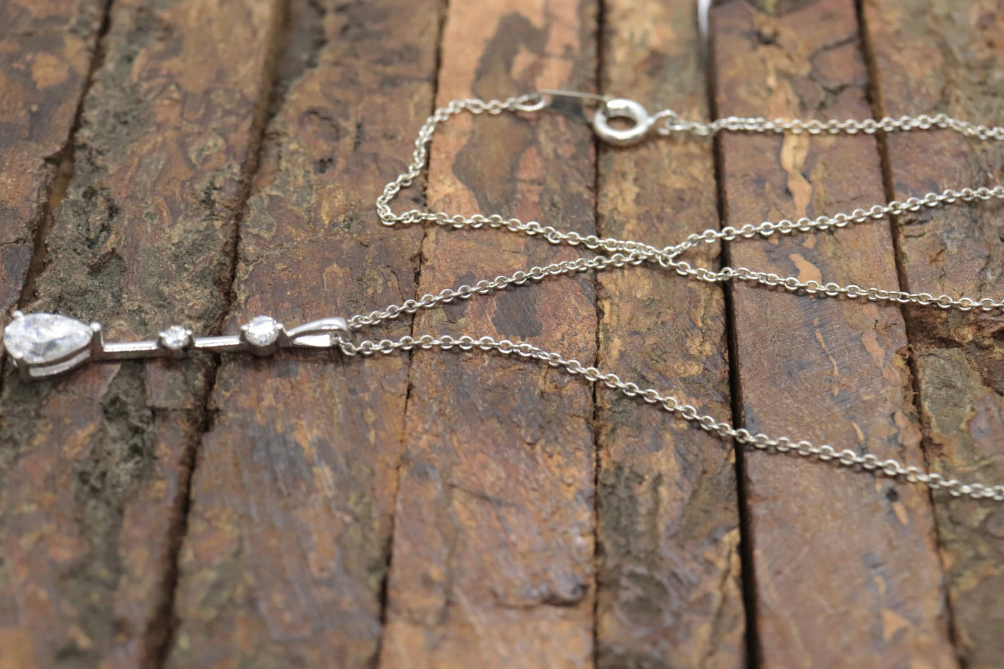 14k CZ Drop Journey pendant and 14k cable necklace