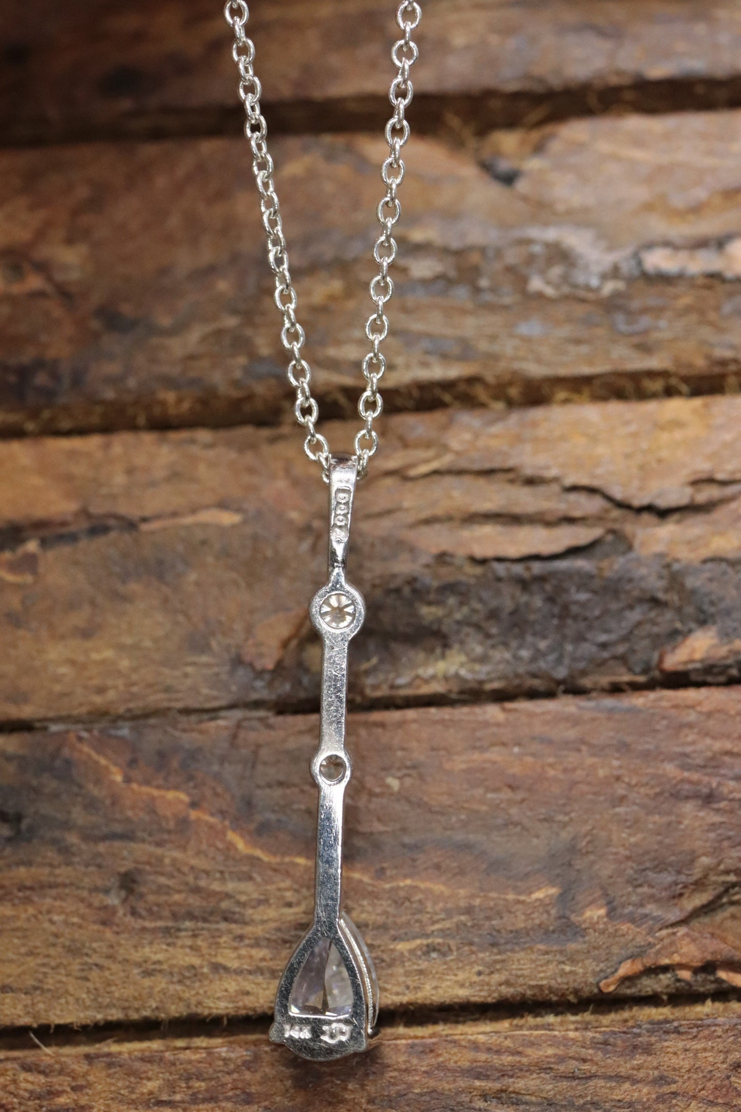 14k CZ Drop Journey pendant and 14k cable necklace