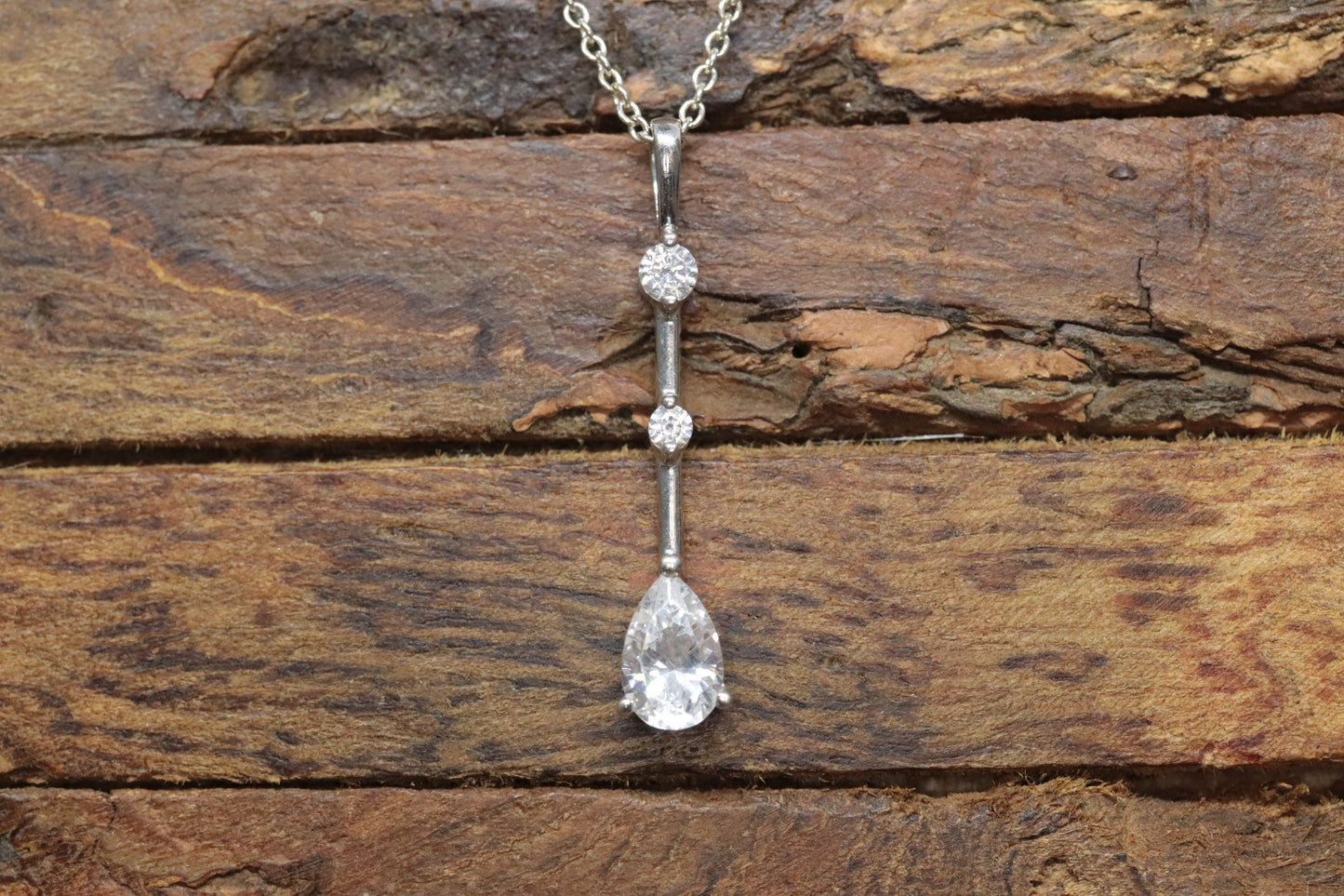 14k CZ Drop Journey pendant and 14k cable necklace